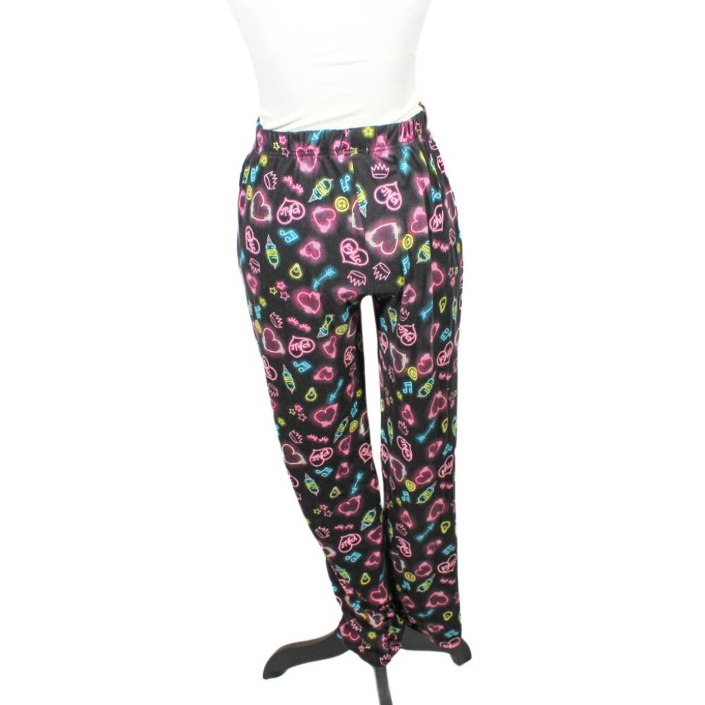 Derek Heart Neon Print Pajama Pants – Juniors Size S, Black Background - Picture 4 of 8
